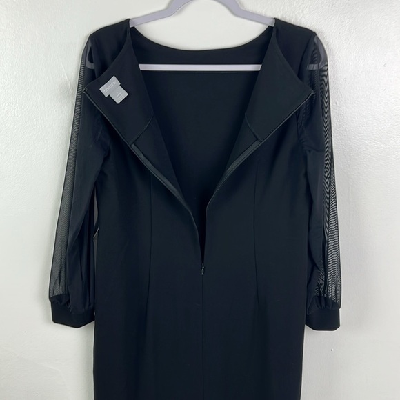 Chico’s‎ New Women’s US 8 Solid Black Mesh Long Sleeve Shift Dress - Picture 10 of 13